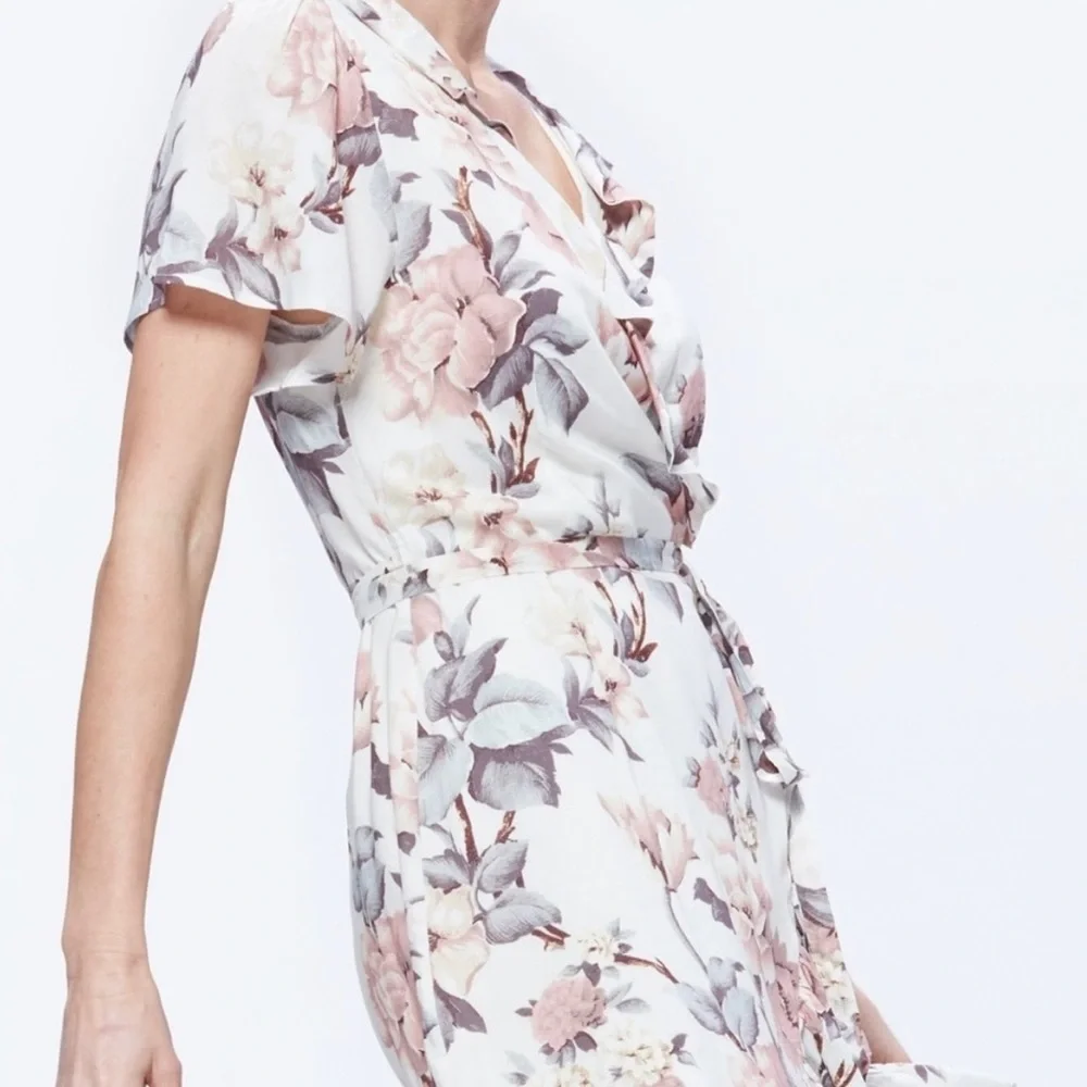 Paige Cardamon floral ruffle wrap dress - Picture 2 of 6